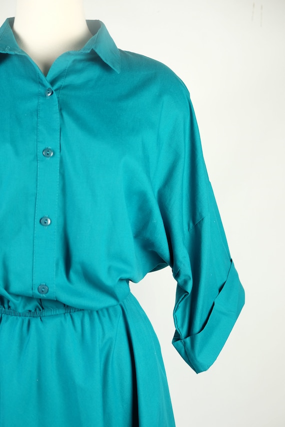 1980s-Does-1950s The American Shirtdress in Teal - image 3