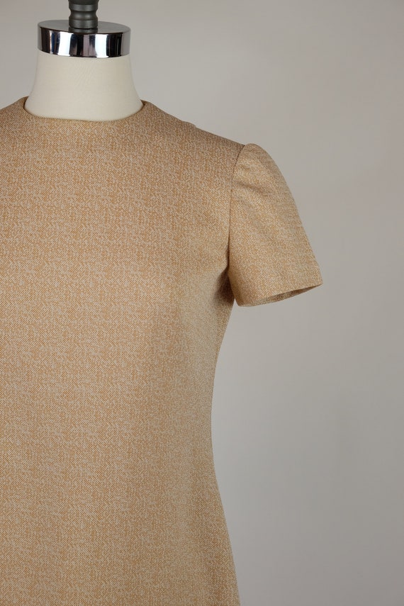 1960s Handmade Double Knit Burnt Orange Mod Dress - image 3