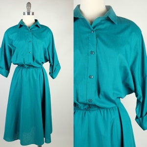 1980s-Does-1950s The American Shirtdress in Teal