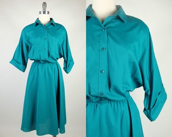 1980s-Does-1950s The American Shirtdress in Teal