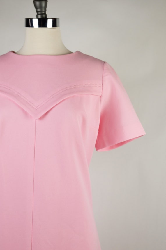 1960s Bubblegum Pink Double Knit Mod Dress - image 3