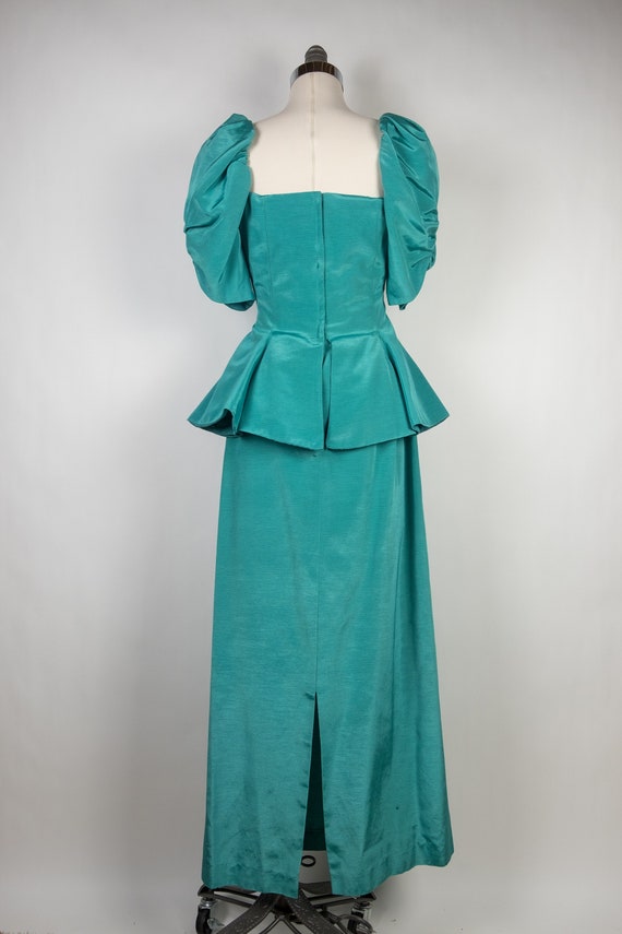 1980s Vivian Dessy Diamond Turquoise Prom Dress - image 5