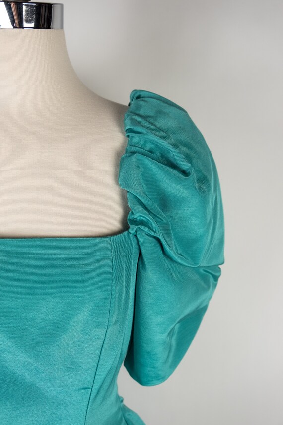 1980s Vivian Dessy Diamond Turquoise Prom Dress - image 4