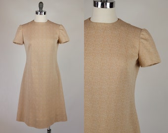 1960s Handmade Double Knit Burnt Orange Mod Dress