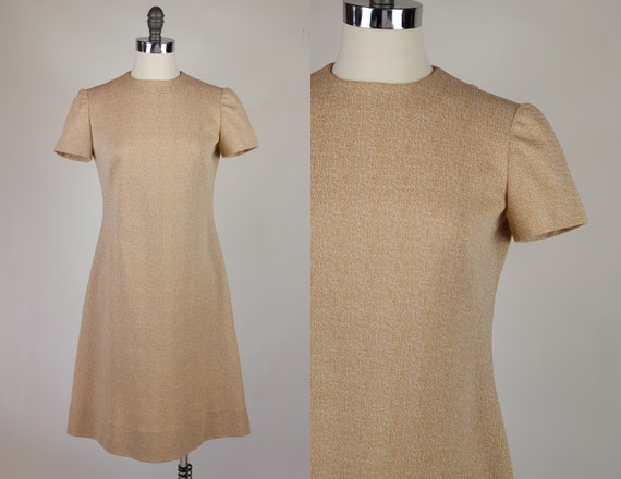 1960s Handmade Double Knit Burnt Orange Mod Dress - image 1