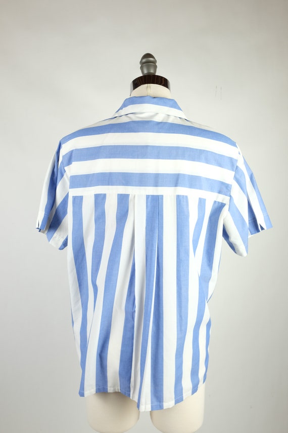 1980s The Fox Collection Blue & White Striped Blo… - image 6