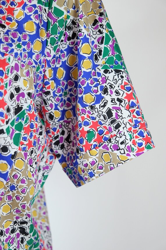 1990s Judy Bond Geometric Patchwork Print Blouse - image 5