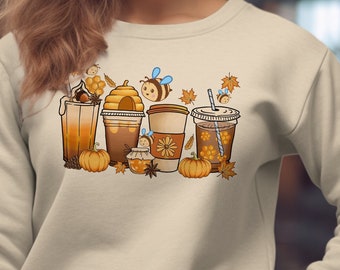 Honey Bee Coffee Sweatshirt, Womens Cute coffee Sweater, Bee Honey Sweatshirt, cute honey bee coffee Shirt, Teacher Appreciation Gift