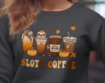 Sloth Coffee Shirt Women, Sloth Morning Sweatshirt, Cute Coffee Lover Gift, Lazy Good Morning Shirt, Womens Coffee Tee, Sloth Graphic Tee