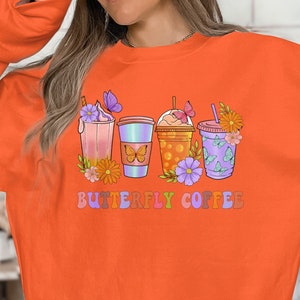 Butterfly Coffee Hoodie, Butterfly Sweatshirt, Cute Mom Hoodie, Butterfly Pullover, Coffee Sweater, Butterfly Lover Hoodie, Butterfly