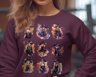 Halloween Sweatshirt, Cute Halloween Witches Sweater, Cute Fall Sweater, Halloween Party Costume Sweatshirt, Funny Halloween Sweater