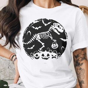 Halloween Skeleton Dinosaur Moon, Fall Sweatshirt, Happy Halloween Shirt, Funny Halloween Shirt