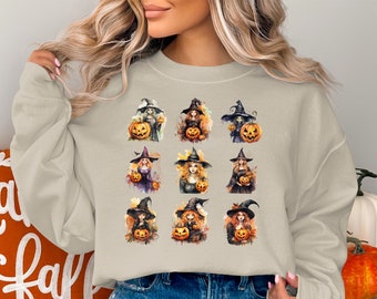 Halloween Sweatshirt, Cute Halloween Witch Sweater, Cute Fall Sweater, Halloween Party Costume Sweatshirt, Funny Halloween Sweater