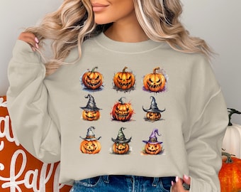 Halloween Sweatshirt, Halloween Spooky Pumpkin Sweater, Cute Fall Sweater, Halloween Party Costume Sweatshirt, Funny Halloween Sweater