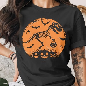 Halloween Skeleton Dinosaur Moon, Fall Sweatshirt, Happy Halloween Shirt, Funny Halloween Shirt