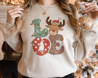Christmas Lights Sweatshirt, Christmas Sweatshirt, Sweatshirts Women, Women's Christmas Sweatshirt, Cute Holiday Sweater, Xmas Sweater