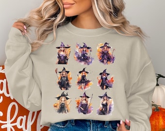 Halloween Sweatshirt, Cute Halloween Witches Sweater, Cute Fall Sweater, Halloween Party Costume Sweatshirt, Funny Halloween Sweater