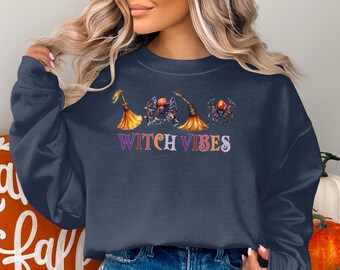 Halloween Sweatshirt, Halloween Witch Vibes Sweater, Cute Fall Sweater, Halloween Party Costume Sweatshirt, Funny Halloween Sweater