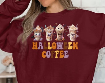 Halloween Coffee, Fall Coffee Sweatshirt, Pumpkin Sweatshirt, Pumpkin Fall Sweater