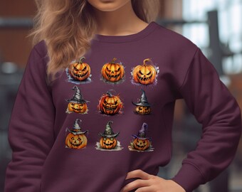 Halloween Sweatshirt, Halloween Spooky Pumpkins Sweater, Cute Fall Sweater, Halloween Party Costume Sweatshirt, Funny Halloween Sweater