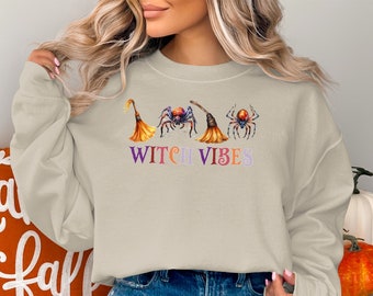Halloween Sweatshirt, Halloween Witch Vibes Sweater, Cute Fall Sweater, Halloween Party Costume Sweatshirt, Funny Halloween Sweater
