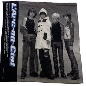 Vintage 90s L'Arc-en-Ciel Pañuelo, Banda de Rock Japonesa, Hyde Tetsu Ken Yukihiro, DANGER CRUE inc 1998