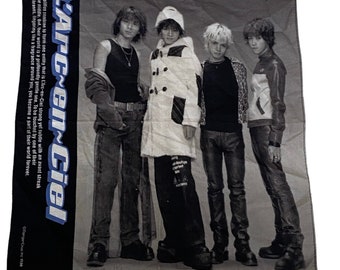 Vintage 90s L&#39;Arc-en-Ciel Handkerchief, Japanese Rock Band, Hyde Tetsu Ken Yukihiro, DANGER CRUE inc 1998