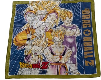 Vintage DRAGON BALL Z handkerchief, Matsuyama, Super Saiyan, Goku, Gohan, Vegeta, trunks, anime