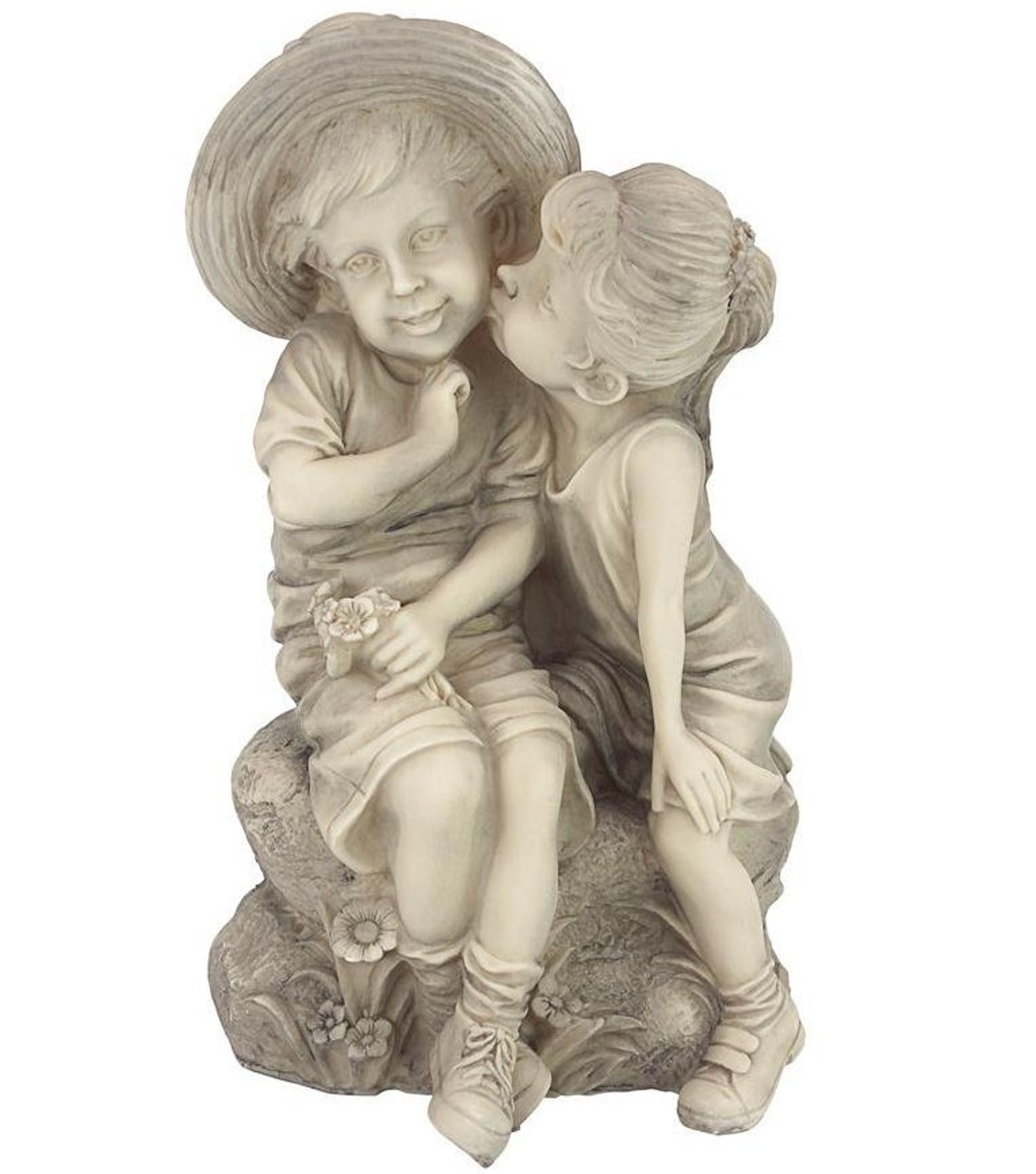 Kissing Kids Boy and Girl Garden Decor Statue Concrete Figure Etsy
