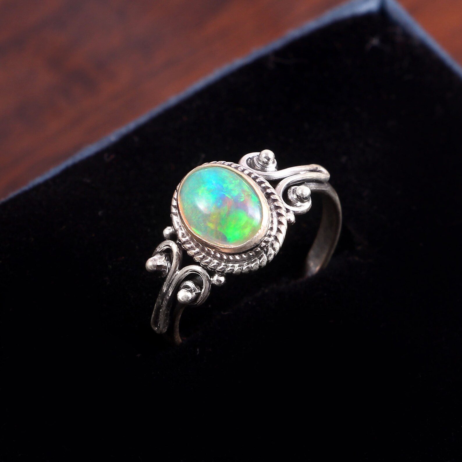 925 sterling silver ring Ethiopian Opal Opal Ring | Etsy