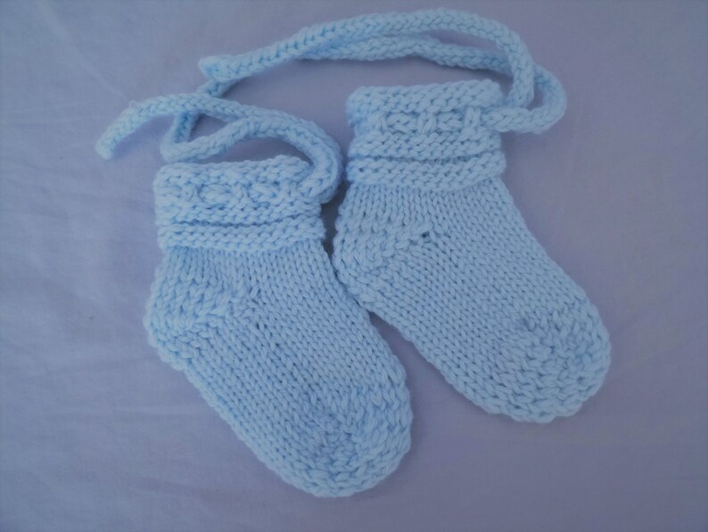 Handknit Baby Booties With Ties for 03 Months Etsy