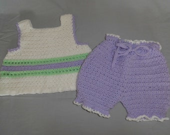 Baby Girl's  Summer Set Sleeveless top and bloomers, Size 6 months