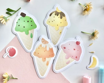 Ice Cream Cone Waterproof Sticker Pack for Water bottle, Laptop, Journaling, Card Making, Scrapbooking and Planner Inactive