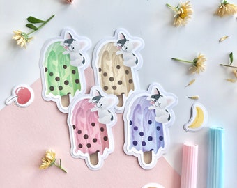 Boba Ice Cream Waterproof Sticker Pack for Water bottle, Laptop, Journaling, Card Making, Scrapbooking and Planner