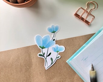 Blue Flowers Stickers | Flower Stickers | Handmade stickers | Flower Laptop Stickers | Journal Stickers | Floral Stickers