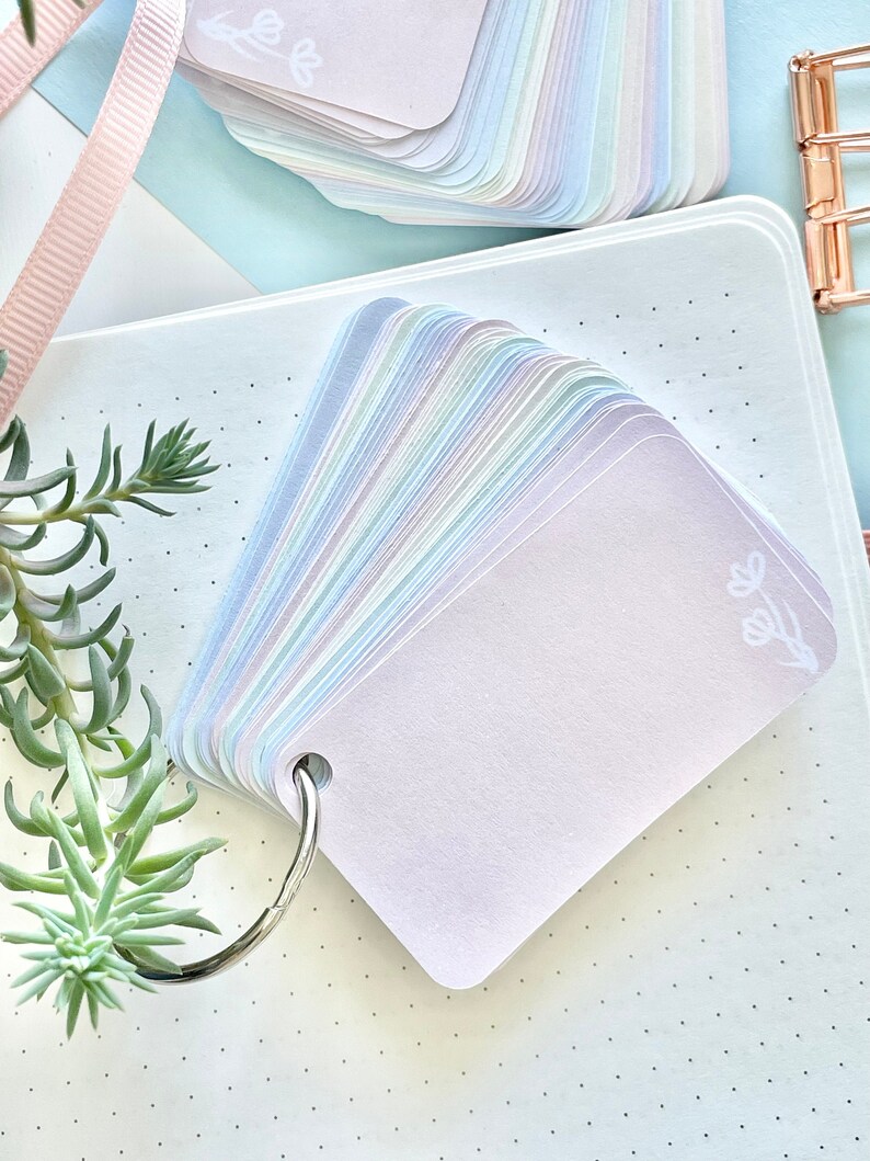 Mini Rainbow Flash Cards With Binder Ring Blank Flashcards Etsy