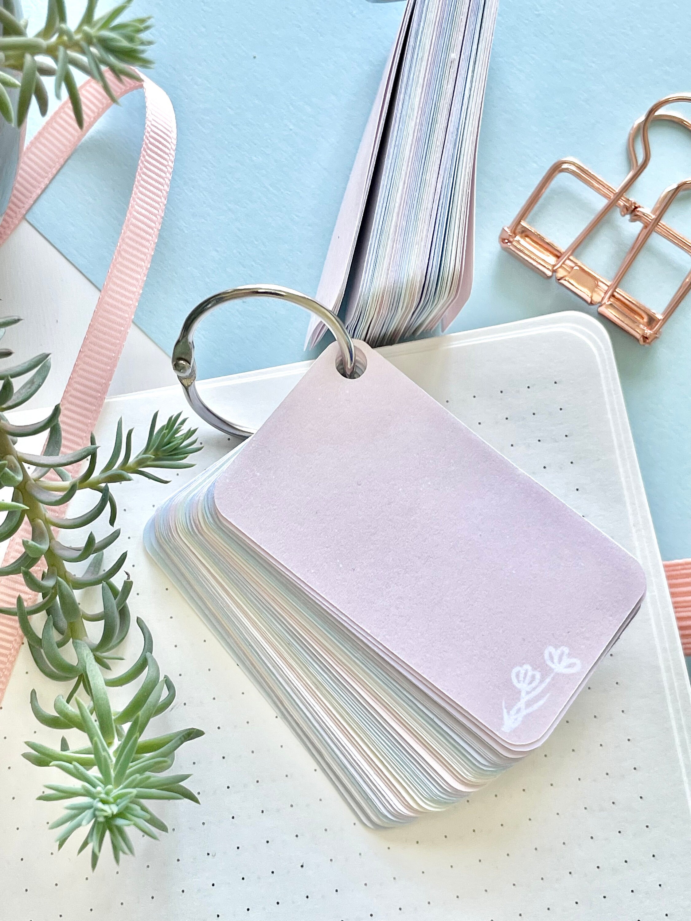 Mini Rainbow Flash Cards With Binder Ring Blank Flashcards Etsy