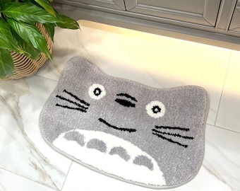 Totoro Tufted Rug | Studio Ghibli Non-slip Bath Mat | Non-slip Soft Washable Area Rug | Totoro Floor Mat Carpet for Bedroom,Living Room