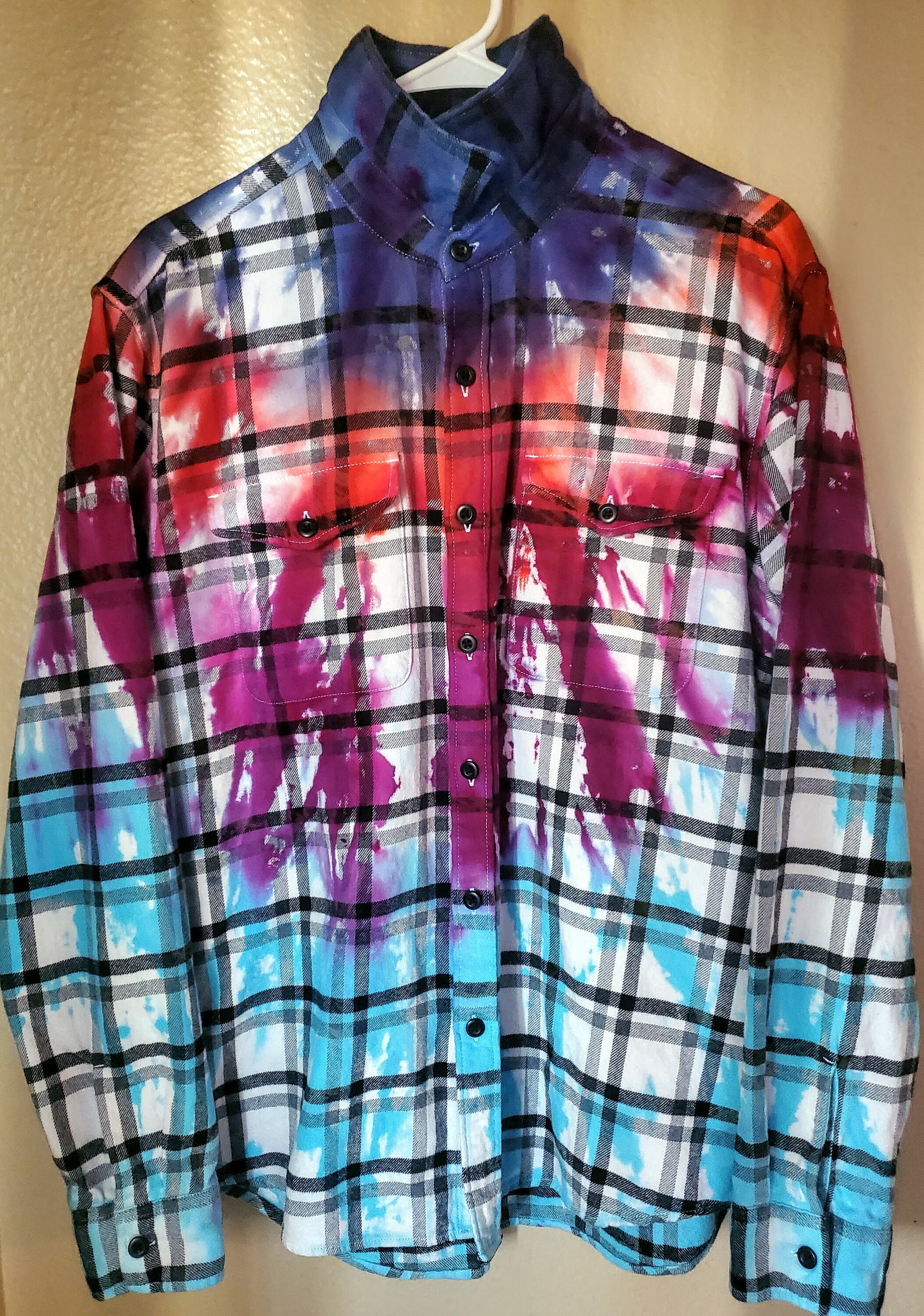 Shibori Tie Dyed Flannel Shirt Large Custom Hand Dyed Etsy