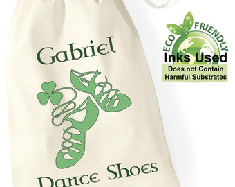 Irish dance shoe personalised drawstring bag cotton girl adult birthday gift