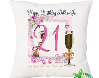 Personalised age cushion cotton 18th 21st 30th 40th 50th 60th 70th 80th birthday
