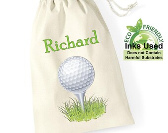 Personalised golf ball tee bag grandad dad mum nanny friend team birthday gift