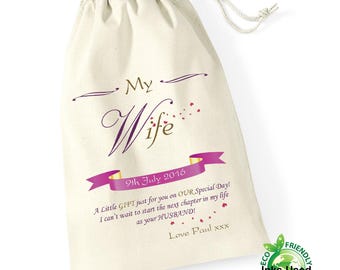 Personalised printed wedding day gift bag wife to be gift from husband to be