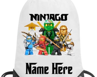 Ninjago personalised boy girl school gym swimming pe nursery drawstring bag gift