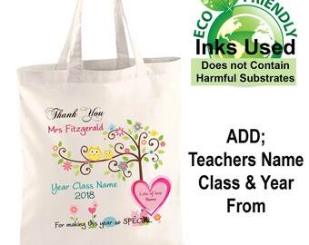 Teacher thank you gift personalised tote shopping bag cotton teacher gift 2020