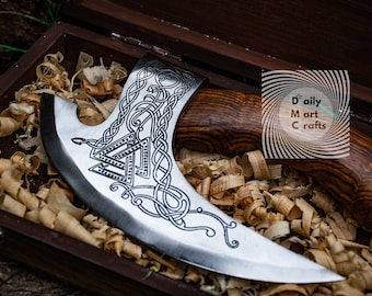 Viking axe Hand Forged Carbon Steel Axe Head Gift for Men/Women with personalized engraved wooden box, Custom Ax, wedding Groomsmen Proposal