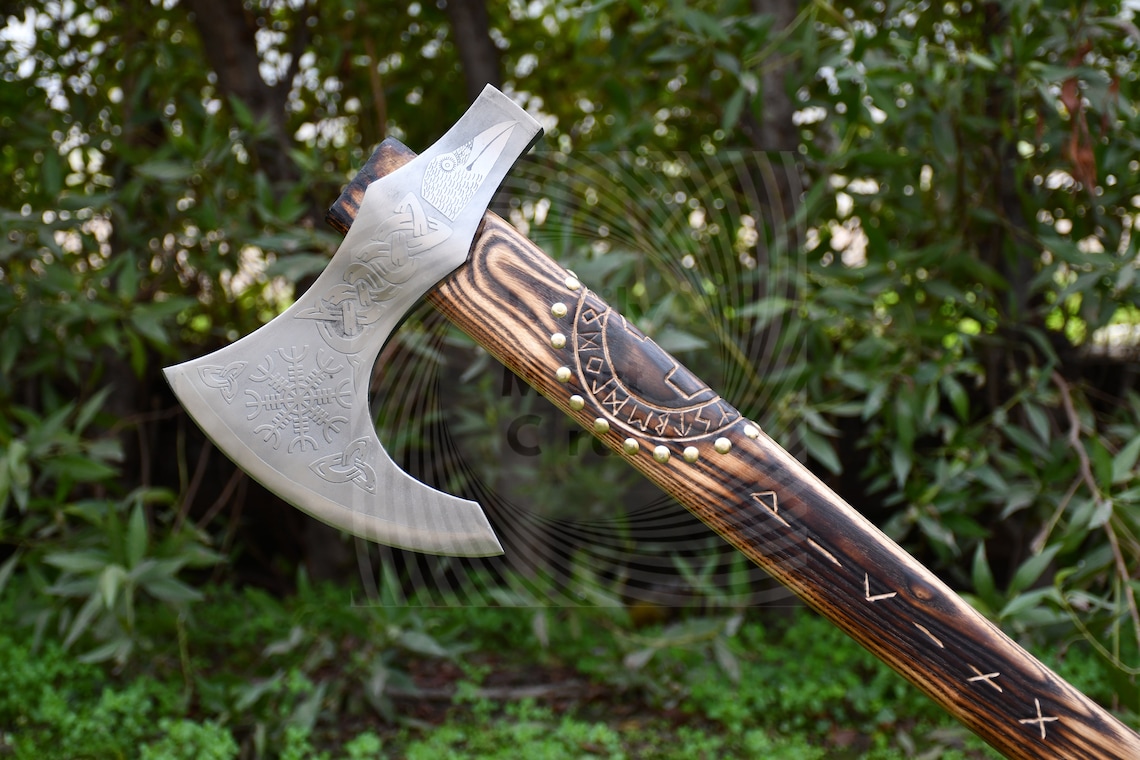 Beautiful Viking Axe Carving Axe Handle Made by Ash Etsy Canada