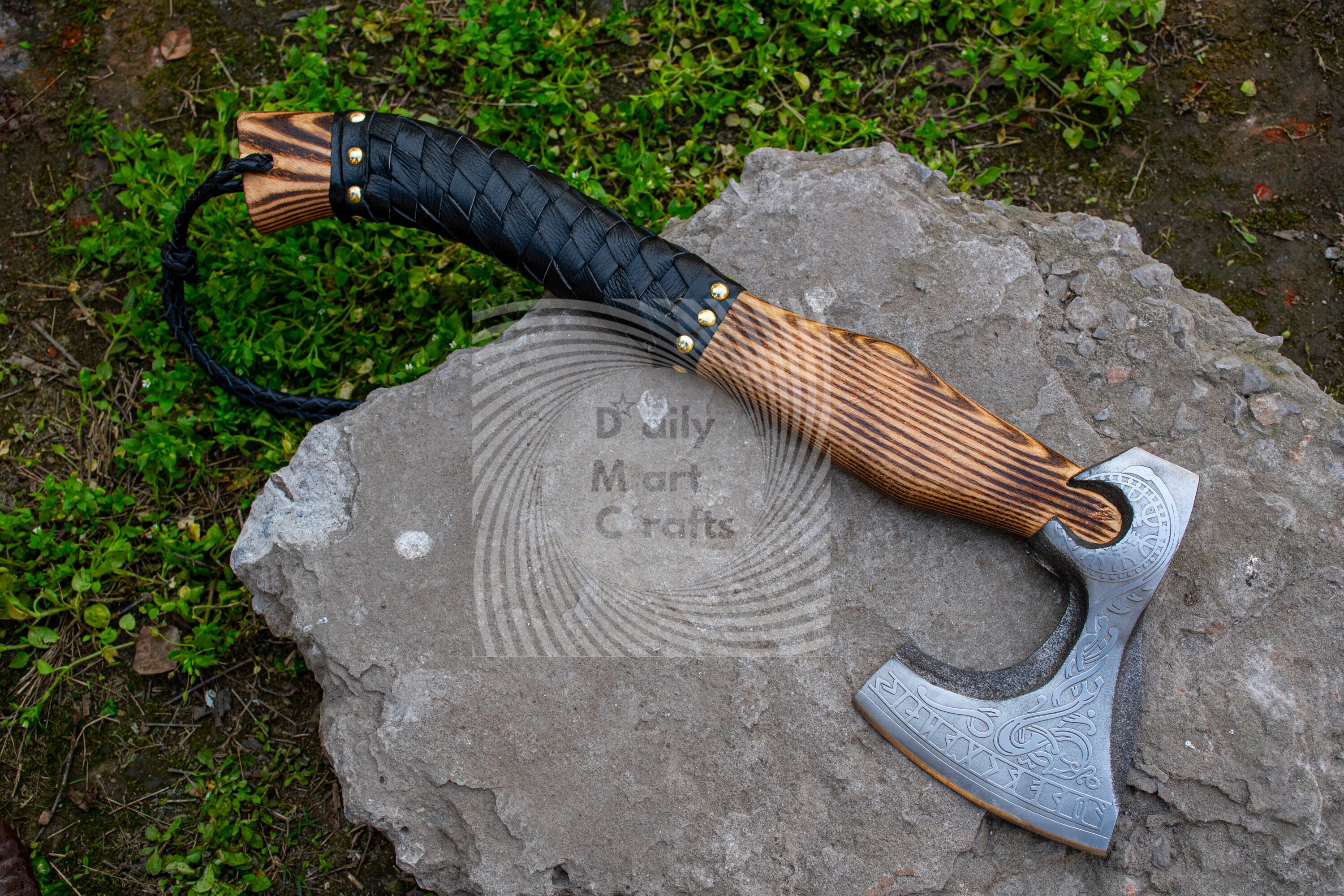 Hand Forged Viking Axe Head - High Carbon Steel, Bearded Design, For Camping & Reenactment