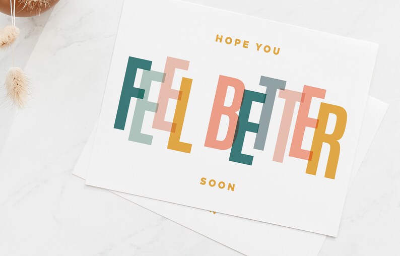 Feel Better Soon Pastels Colors, eCard Print-at-Home Card, Get Well Printable ecard gift for friends and family who are sick image 4