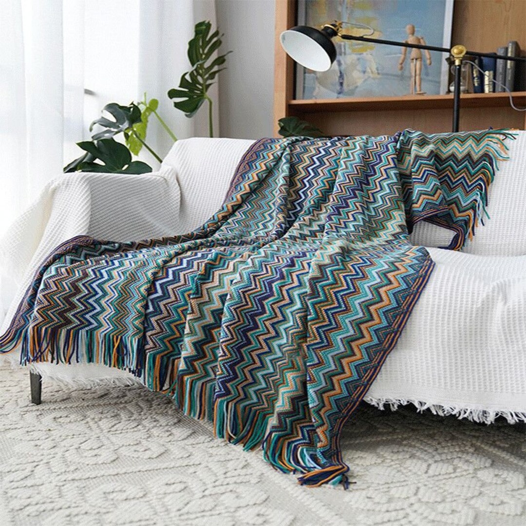Nordic Knitted Blanket Sofa Throw Travel Blanket Scandi Sofa - Etsy UK